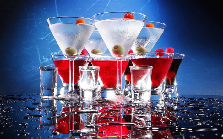 cocktails, martini, alkohol