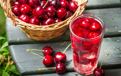 jugo de cereza, fruta, los frutos