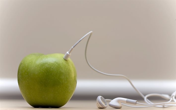 omena, kuulokkeet