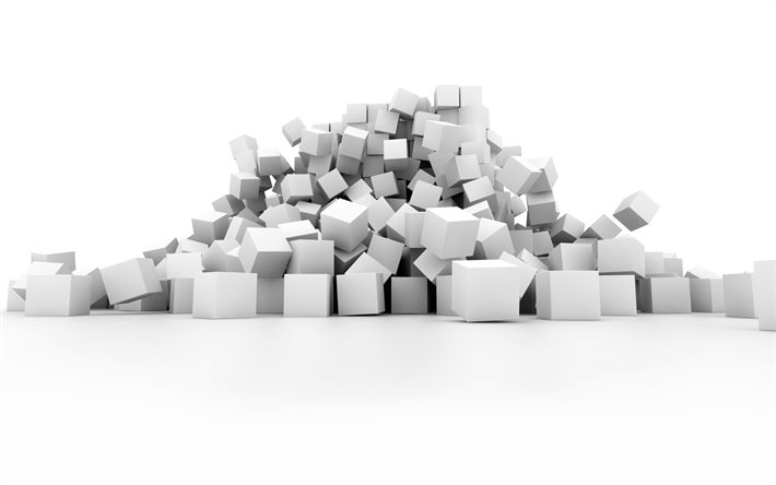 un montón de cubos de blanco de cuba, cubo, modelos 3d