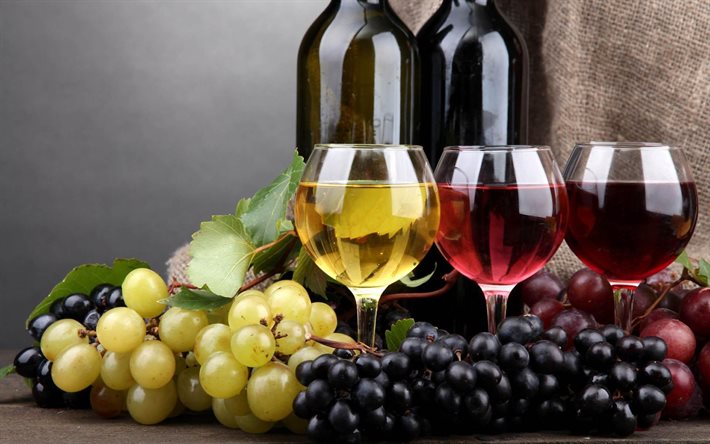 bottiglia di vino, vino bianco, vino, vino rosso