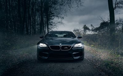 BMW M6 F12, l'obscurité, la Série 6, supercars, noir bmw