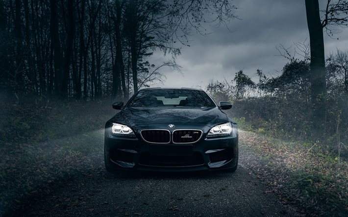 BMW M6, F12, la oscuridad, la Serie 6, supercars, bmw negro