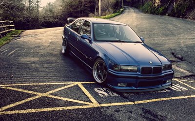 BMW M3 E36, tuning, coupe, Broder, azul bmw