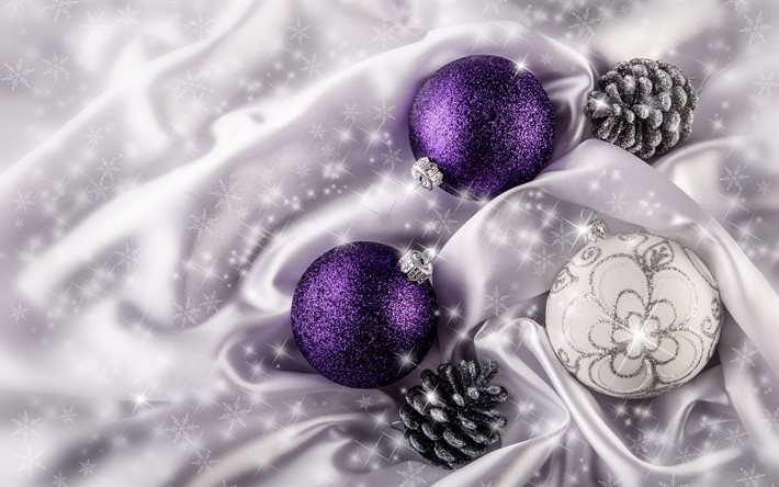 Merry Christmas, balls, tinsel, New Year, сhristmas decorations