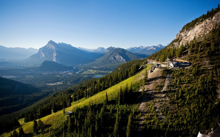 Mount Norquay, verano, montañas, lagos, Parque Nacional de Banff, Canadá