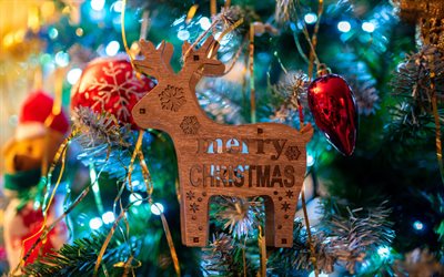 메리 크리스마스, 나무 사슴, 크리스마스 장식들, 크리스마스 트리, 장난감, 새해 복 많이 받으세요, 빨간 크리스마스 공, 크리스마스 템플릿