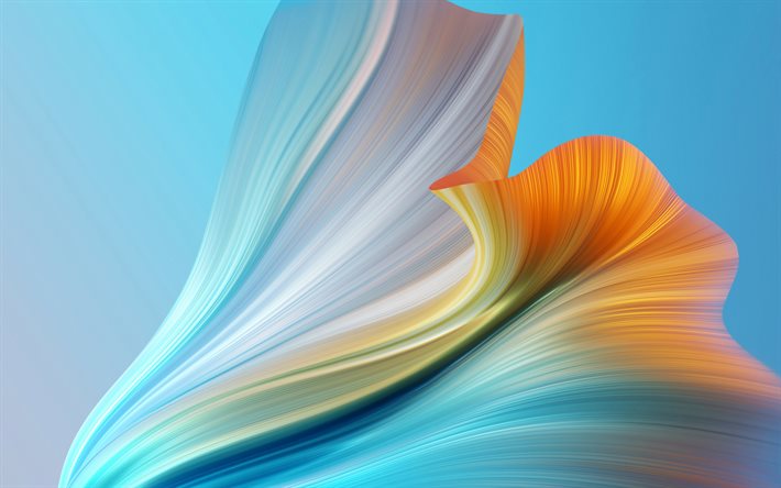 abstrait bleu orange, fumée bleue 3d, fond 3d créatif, fond d'écran huawei, flamme bleue orange 3d, éléments 3d créatifs