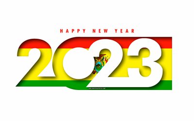 Happy New Year 2023 Bolivia, white background, Bolivia, minimal art, 2023 Bolivia concepts, Bolivia 2023, 2023 Bolivia background, 2023 Happy New Year Bolivia