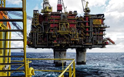 Oil platform, gas production platform, oil production, gas production, oil rig, sea, offshore platform