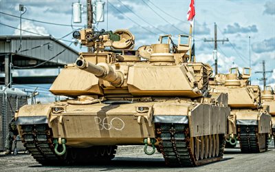 4k, M1 Abrams, American main battle tank, M1A2 Abrams, sand camouflage, modern tanks, Abrams, USA