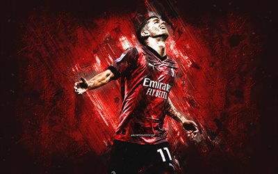 Christian Pulisic, AC Milan, American football player, red stone background, Serie A, Italy, football