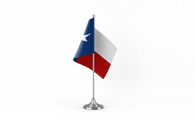 4k, drapeau de table du texas, fond blanc, drapeau du texas, drapeau du texas sur le bâton métallique, flags des états américains, texas, etats unis