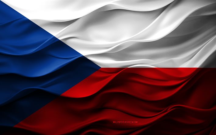 4k, 체코의 깃발, 유럽 ​​국가, 3d 체코 깃발, 유럽, 체코 공화국 깃발, 3d 텍스처, 체코의 날, 국가 상징, 3d 아트, 체코 공화국
