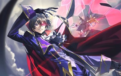 lelouch lamperouge, manga, code geass, protagoniste, ouvrages d'art, caractères code geas, lelouch vi britannia, geas de code lelouch lamperouge