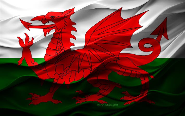 4k, walesin lippu, eurooppalaiset maat, 3d walesin lippu, eurooppa, 3d  rakenne, walesin päivä, kansalliset symbolit, 3d  taide, wales