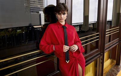 Taylor Hill, American fashion model, photoshoot, Vogue, red suit, beautiful women