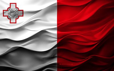 4k, flagge von malta, europäische länder, 3d malta flag, europa, malta flag, 3d  textur, tag von malta, nationale symbole, 3d  kunst, malta