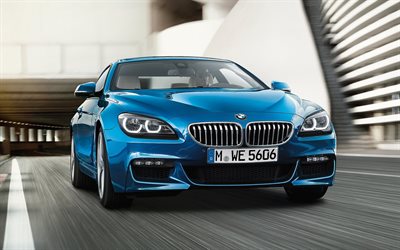 BMW 6-Serisi Coupe, 2018 araba, hareket, mavi bmw