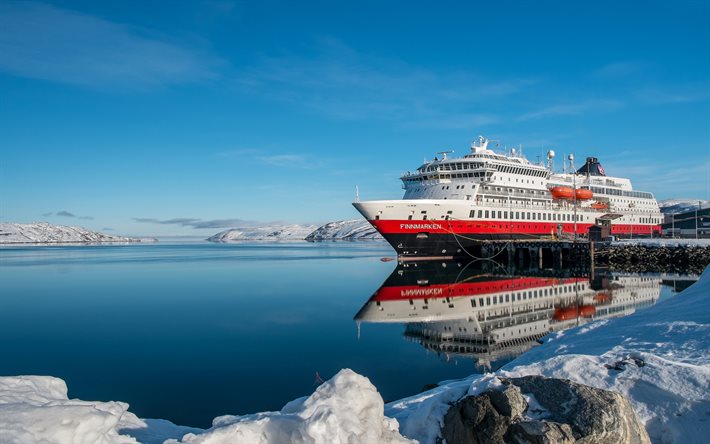 La norvège, navire de croisière, Finnmarken, jetée, port