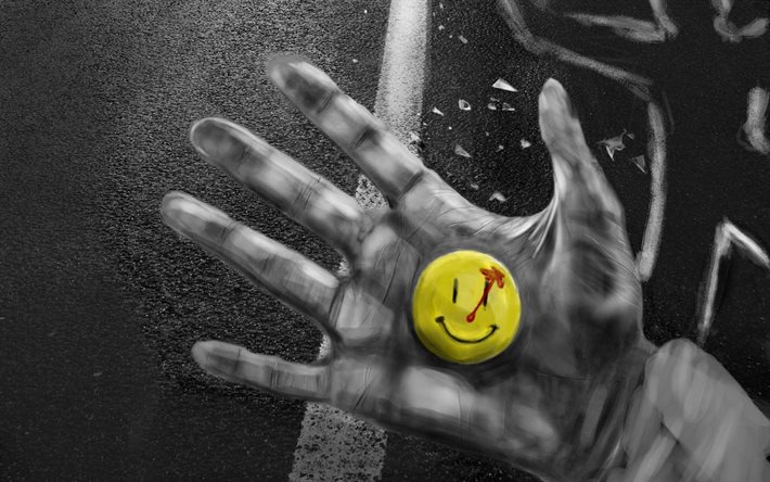 hand, smile, creative, watchmen, gray background