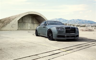 Rolls-Royce Wraith, 2016, Spofec, de Optimización, de color gris mate de la pintura, coches de lujo, Rolls-Royce
