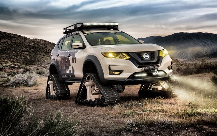 Nissan Rogue, Trail Warrior Project, Concept, 2017, SUV, caterpillars, Japanese cars, Nissan