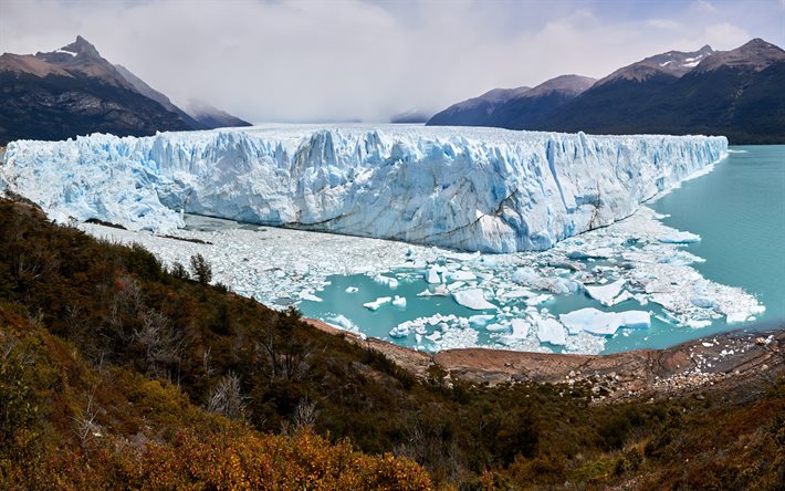 氷河, 淡水湖, サンタクルス, 氷河perito moreno, アルゼンチン, サンタクルス州, ラゴアルゼンチーノ