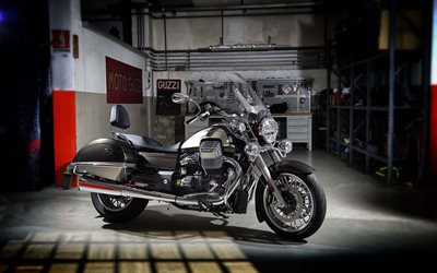 pyörät, 2016, moto guzzi california 1400 touring se, autotalli, klassinen pyörä, musta moottoripyörä