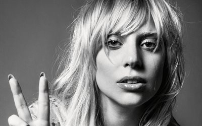 Lady Gaga, retrato, cantante, en blanco y negro de la foto