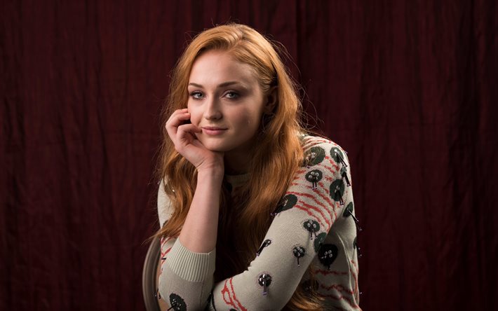 Sophie Turner, actress, beauty, 2016, USA Today, redhead girl