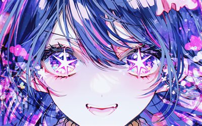 Ai Hoshino, glare, Oshi no Ko, manga, purple eyes, Oshi no Ko manga series, artwork, Hoshino Ai, protagonist, Ai Hoshino Oshi no Ko