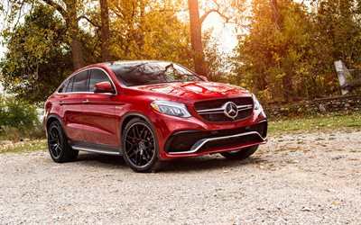 supercars, 2016, Mercedes-Benz GLE-class, C292, crossovers, red mercedes