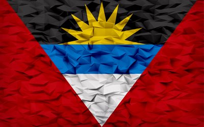 flagge von antigua und barbuda, 4k, 3d-polygon-hintergrund, antigua- und barbuda-flagge, 3d-polygon-textur, tag von antigua und barbuda, 3d-antigua- und barbuda-flagge, nationalsymbole von antigua und barbuda, 3d-kunst, antigua und barbuda