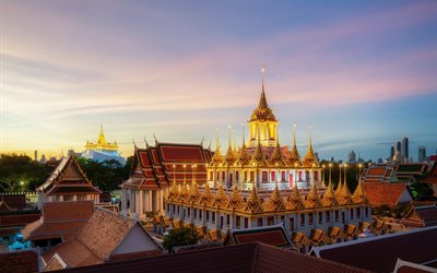 Wat Ratchanatdaram, buddhist temple, Bangkok, Landmark, Buddhism, Ratchanatdaram, beautiful temple, Phra Nakhon, Thailand