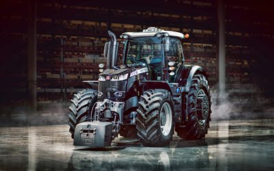 Massey Ferguson 8737 S, tractor, front view, exterior, 8737 S Black Edition, agricultural machinery, tractors, black 8737 S, Massey Ferguson