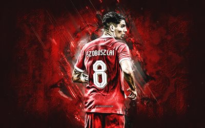 dominik szoboszlai, liverpool fc, calciatore ungherese, centrocampista, sfondo di pietra rossa, premier league, inghilterra, calcio