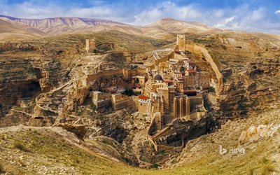 Saba Manastırı, kayalar, dağlar, Bing, Kudüs