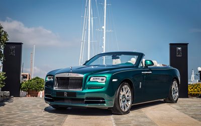 Rolls-Royce de l'Aube, cabriolets, voitures de luxe, 2016, vert Rolls-Royce