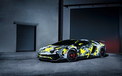 Lamborghini Aventador LP-750-4, 2016, supercar, camuflaje, sport coupe, el coche de los deportes