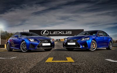 Lexus RCF, Lexus GSF, 2016, voiture de sport, une piste de course