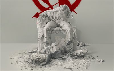 the hunger games, mockingjay teil 2, 2016, zerbrochene statue, poster