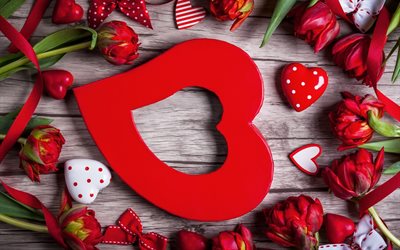 il giorno di san valentino, tulipani, fiori, cuore, amore