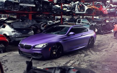 BMW M6, tuning, dump, purple bmw