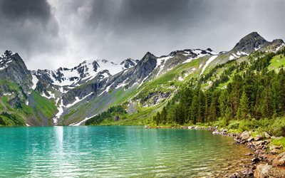 lago de montaña, hermosas montañas