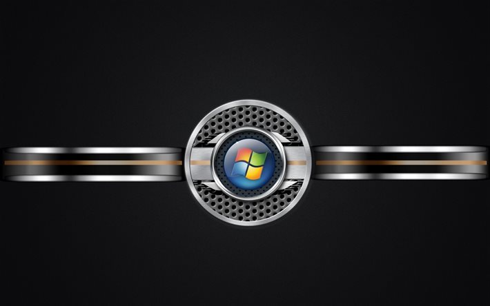 windows 7, logotipo, fundo preto