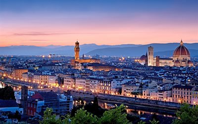cathedrals, italy, tuscany, santa maria del fiore, florence, evening