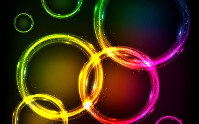 resumen círculos, círculos multicolores, iridiscente círculos