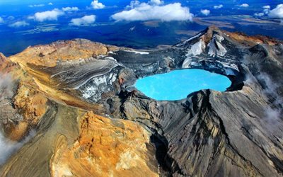 vulkanens krater, oratoriesjön, blå sjön, höjd