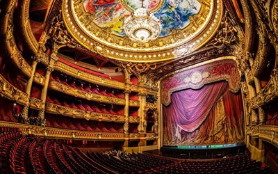 l'opéra garnier, paris, france, le palais garnier, la salle de l'opéra